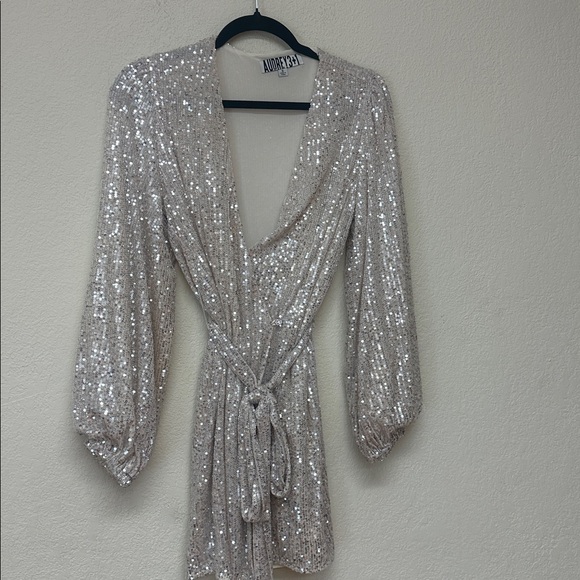 Audrey 3+1 womans Silver Sequin Wrap mini dress
Size S - Picture 4 of 4